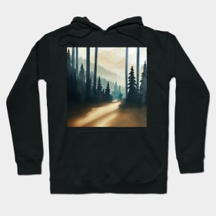 Pine Tree watercolor landscape 0 Hoodie